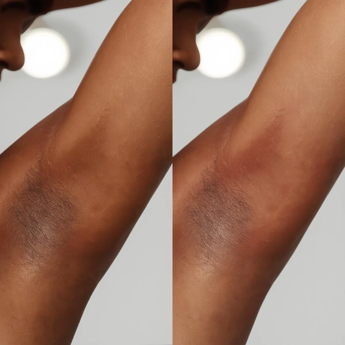 Before and after underarm skin treatment