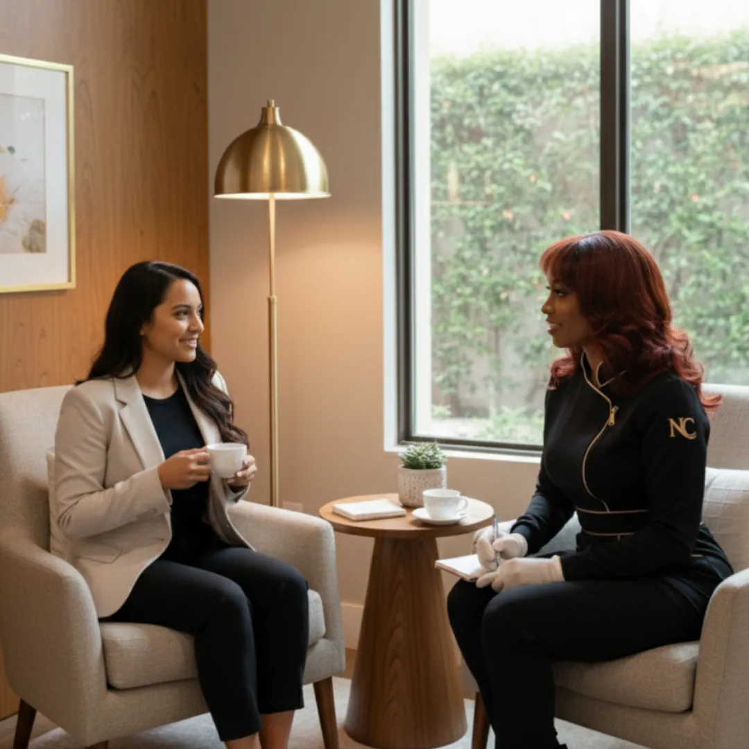 A client consultation at Nursie Cosmetics in Las Vegas